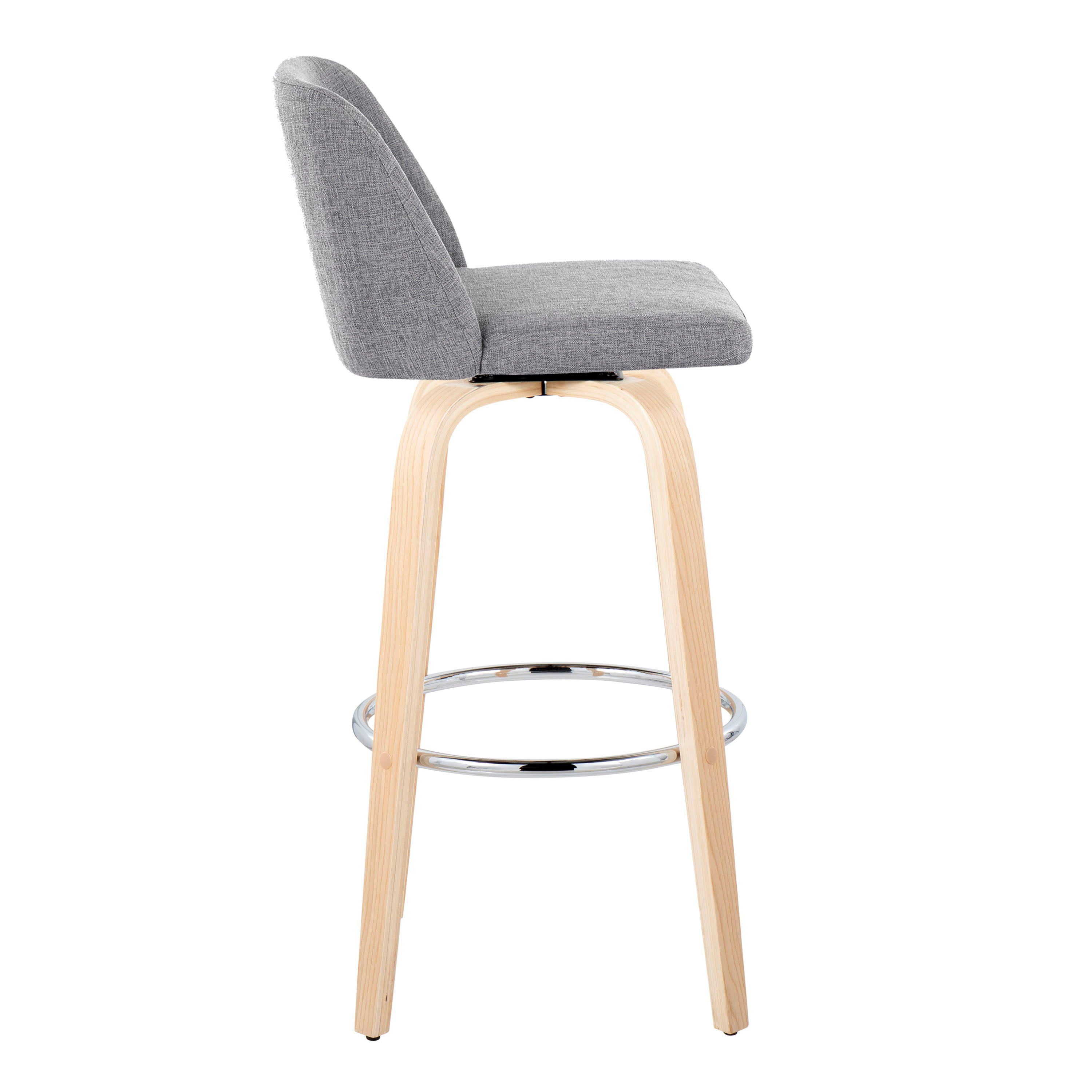 Toriano - Contemporary Fixed Height Barstool &amp; Swivel With Round Footrest (Set of 2)