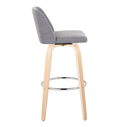 Toriano - Contemporary Fixed Height Barstool &amp; Swivel With Round Footrest (Set of 2)