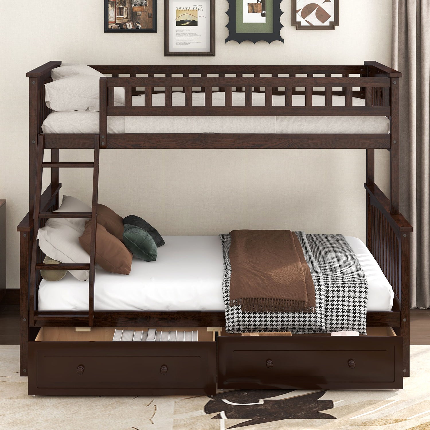 Bunk Bed With Drawers, Convertible Storage Bed