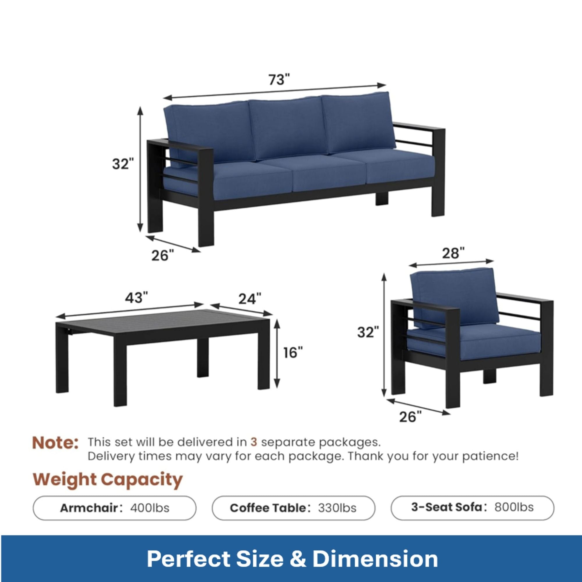 Outdoor Patio Set, All-Weather With Thick Cushions