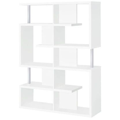 5 Tier Geometric Bookcase - White