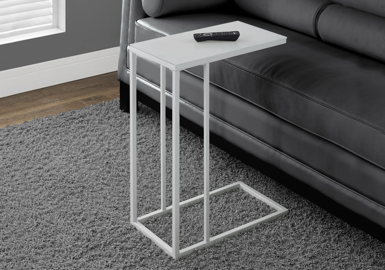 Accent Table, C - Shaped, Tempered Glass, Stylish Design Contemporary &amp; Modern