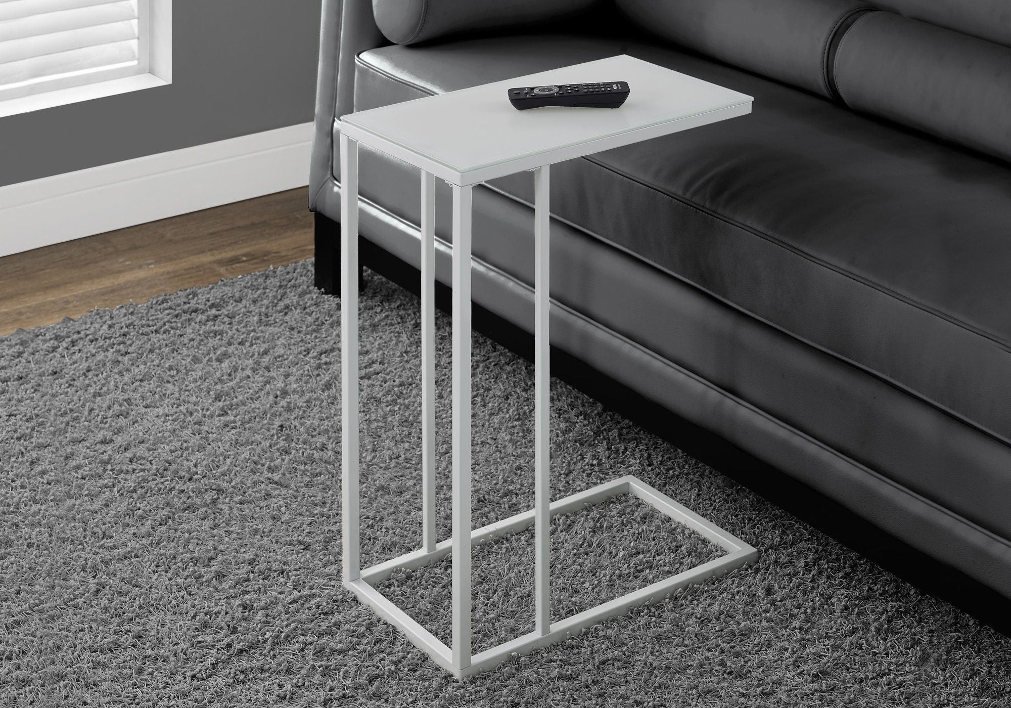 Accent Table, C - Shaped, Tempered Glass, Stylish Design Contemporary &amp; Modern