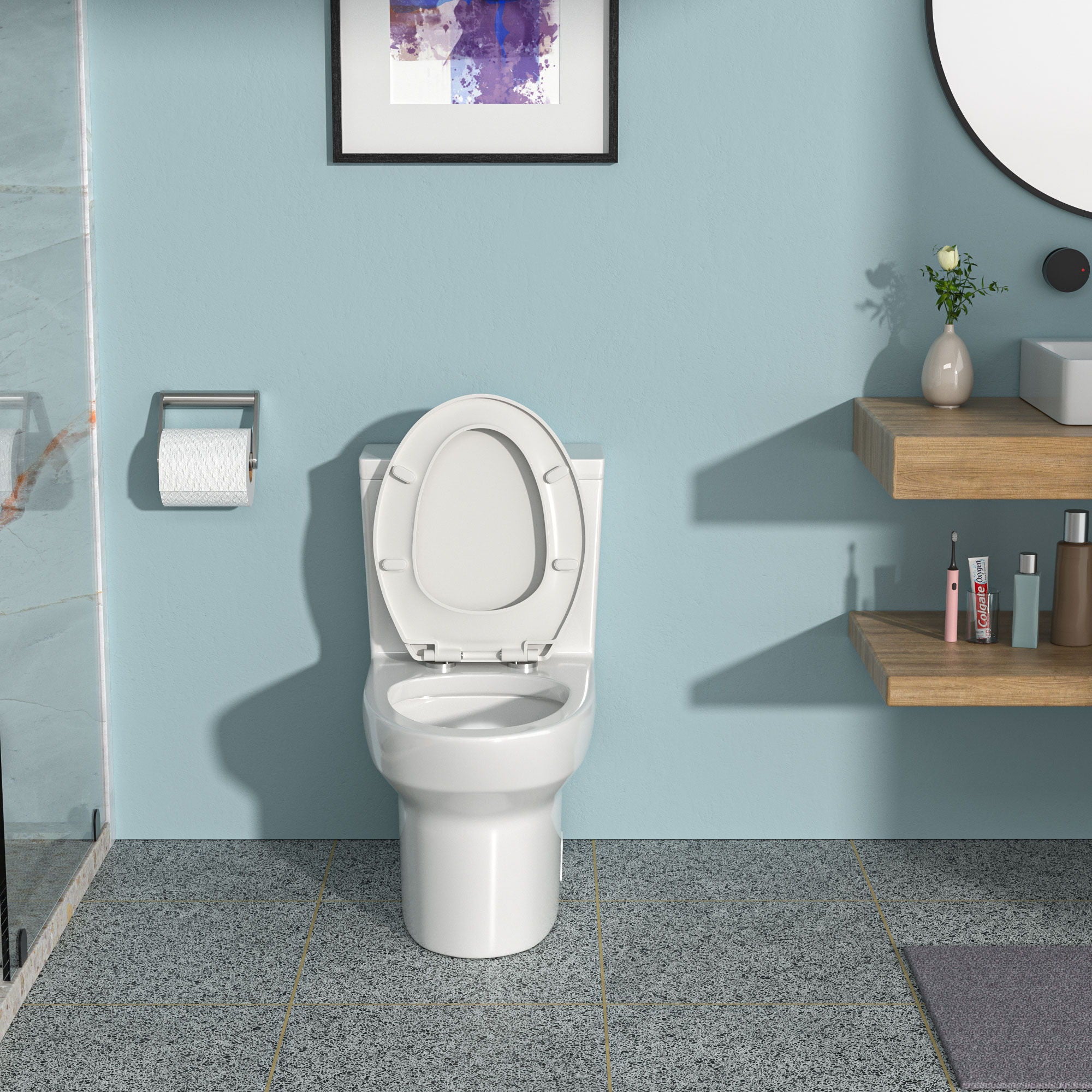 1 Piece Toilet &amp; Dual Flush, Soft Closing Seat - White