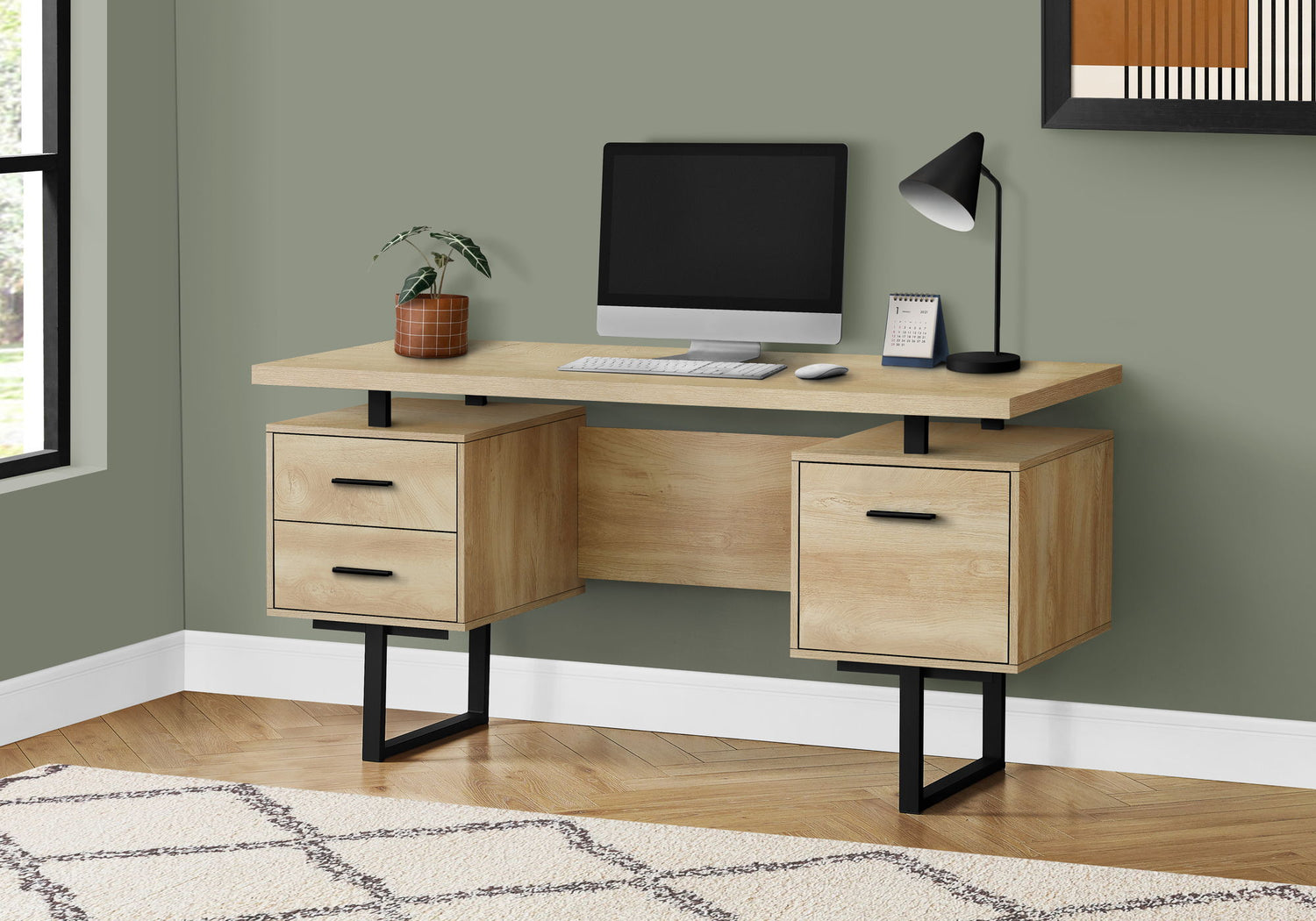 Computer Desk For Home Office, Laptop, Left, Right Set - Up, Storage Drawers, Contemporary &amp; Modern