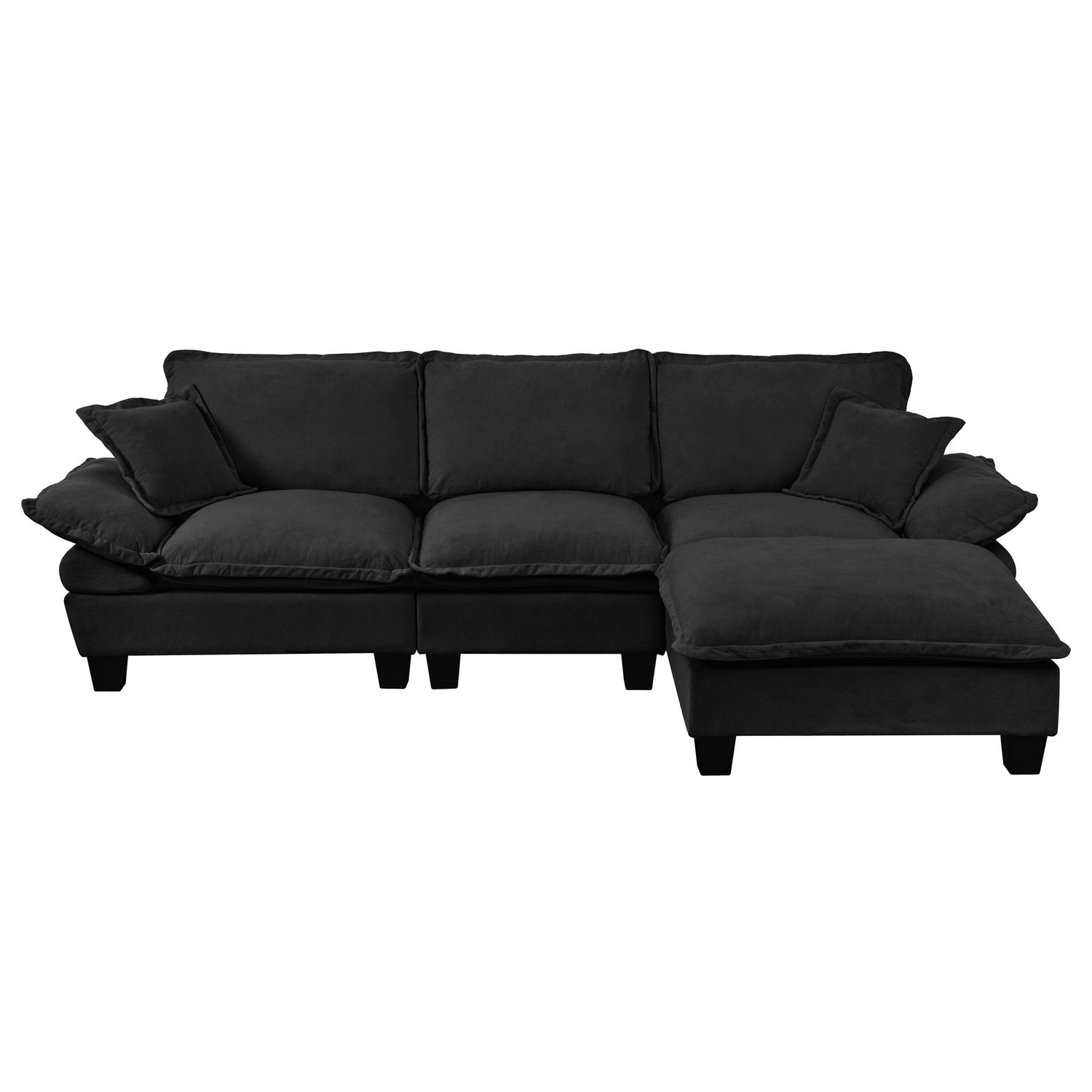 Modular Sectional Sofa With Movable Ottoman &amp; Pillows
