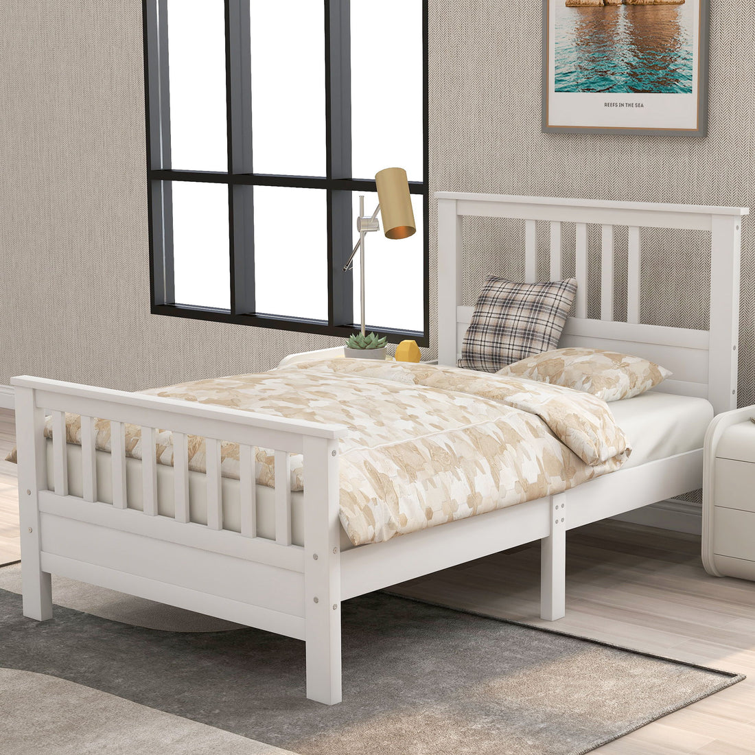 Platform Bed With Paneled Headboard And Footboard