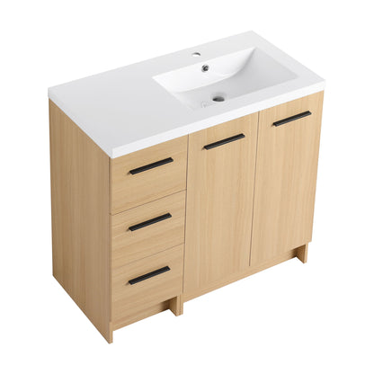 Wall Mounted Floating Bathroom Vanity With Sink, Door &amp; Drawers Modular Cabinet