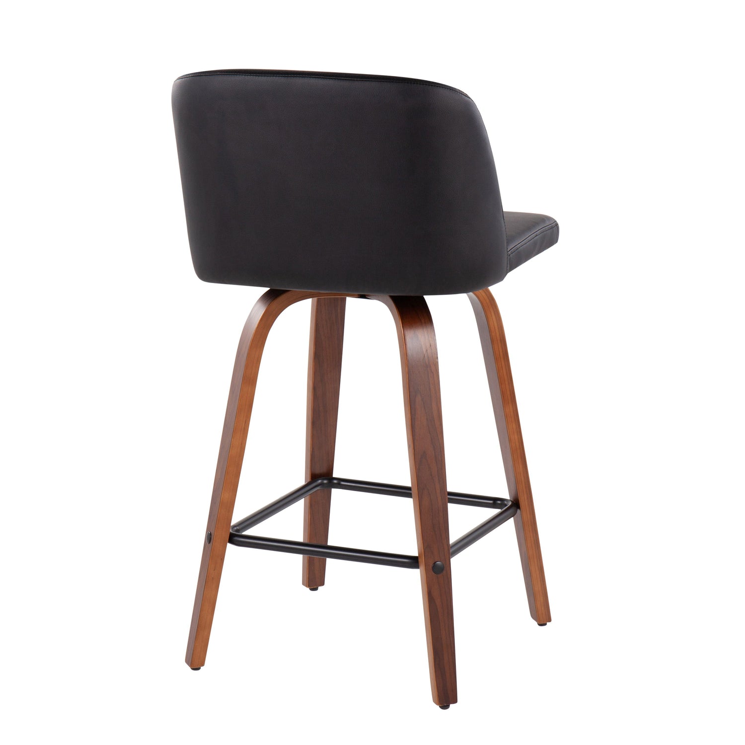 Toriano - Mid Century Modern Fixed Height Counter Stool &amp; Square Footrest (Set of 2)