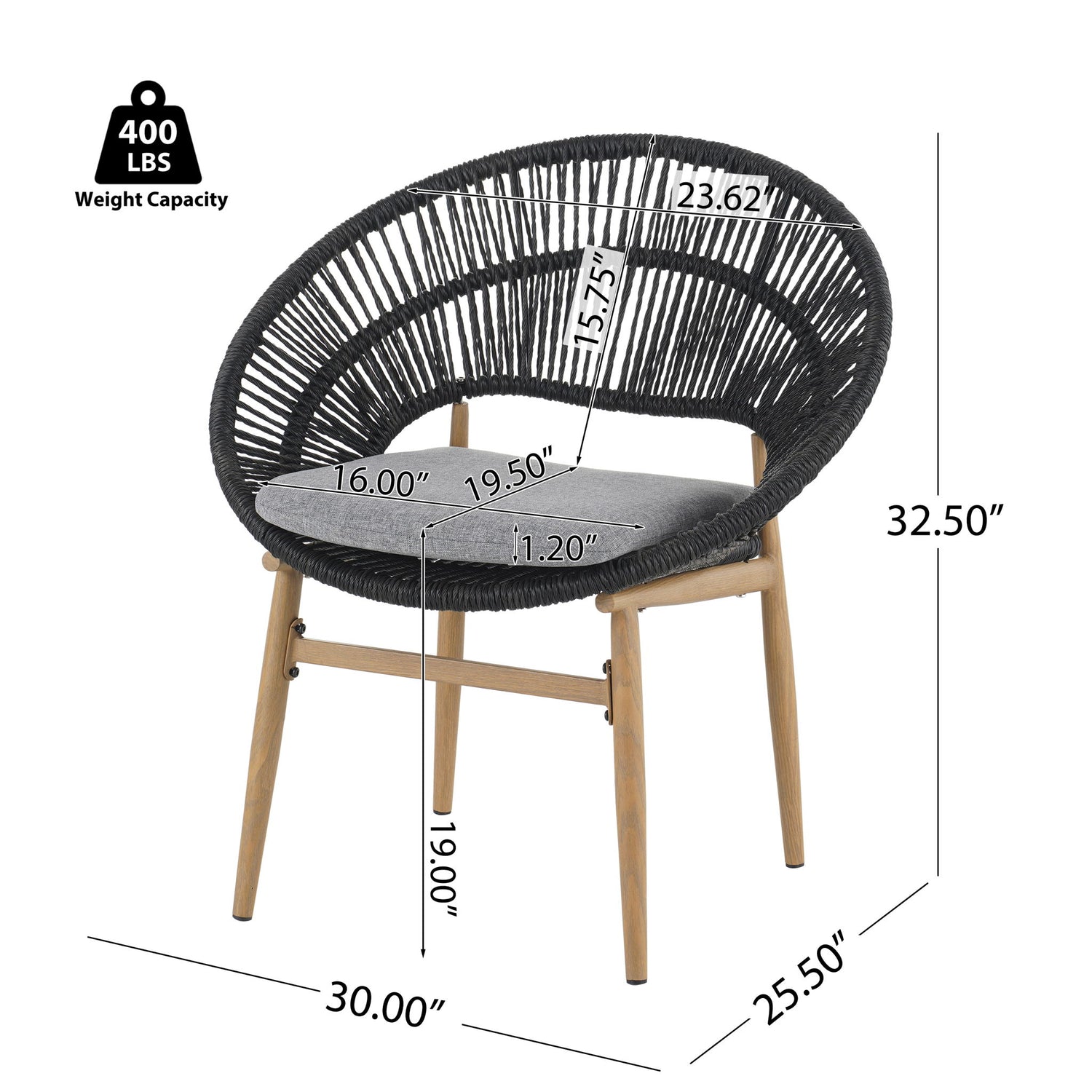 Cyril - Outdoor Papasan Style Dining Chair (Set of 2)