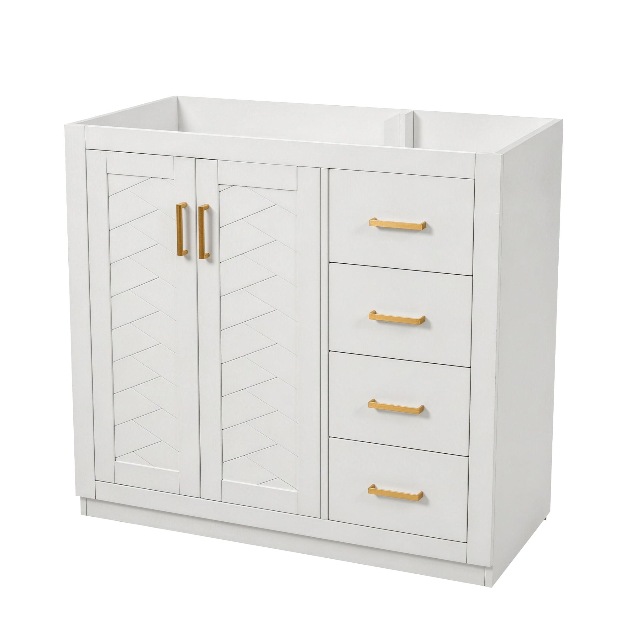 Retro Style Bathroom Vanity, 3 Drawers &amp; Soft Closing Doors