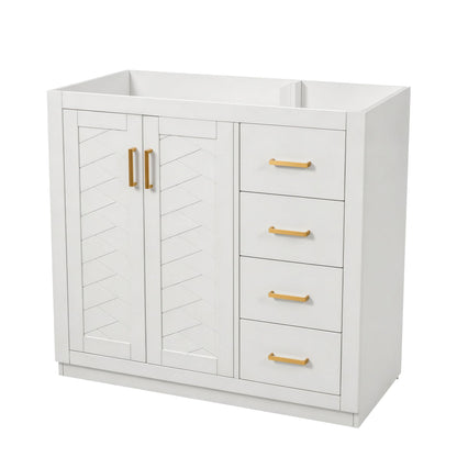 Retro Style Bathroom Vanity, 3 Drawers &amp; Soft Closing Doors