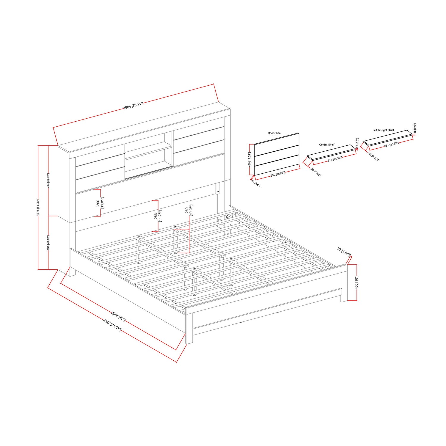 Soluto - Bed With Bookcase Headboard