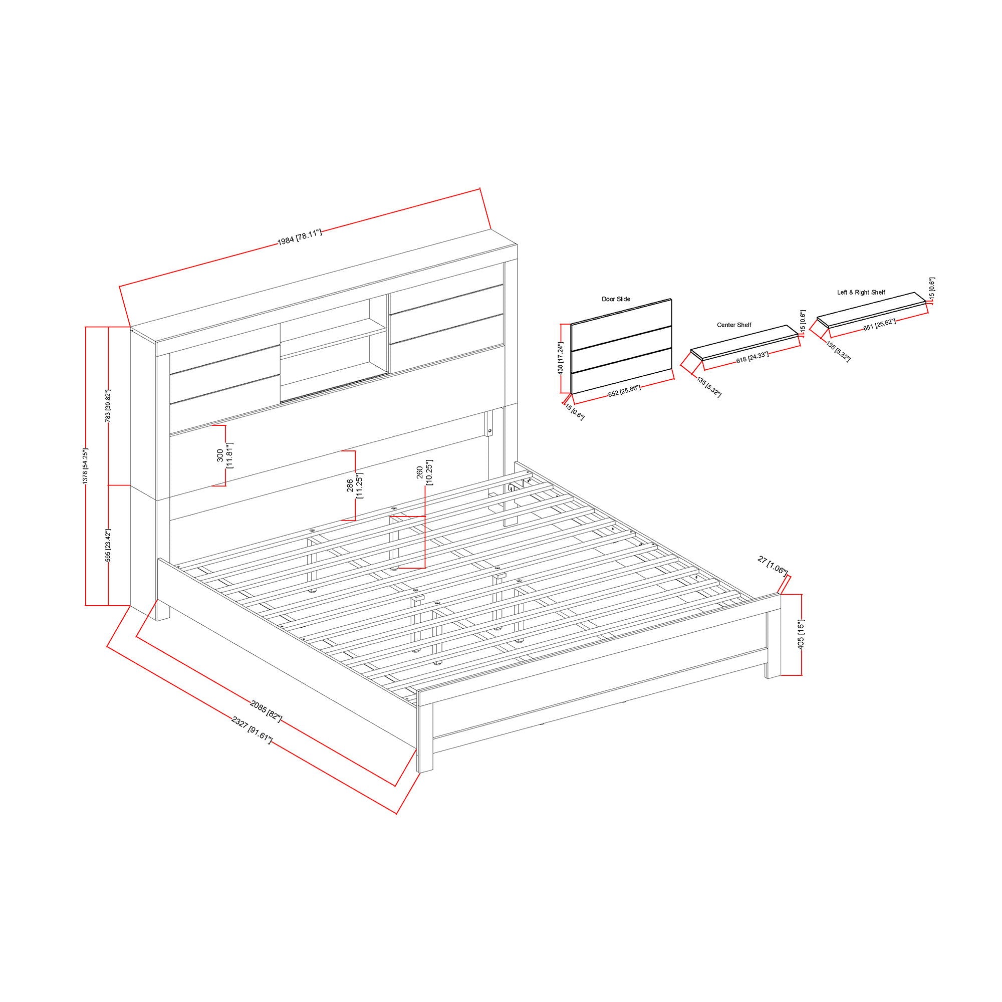 Soluto - Bed With Bookcase Headboard