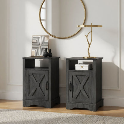 Farmhouse Nightstand, Charging Station &amp; Storage