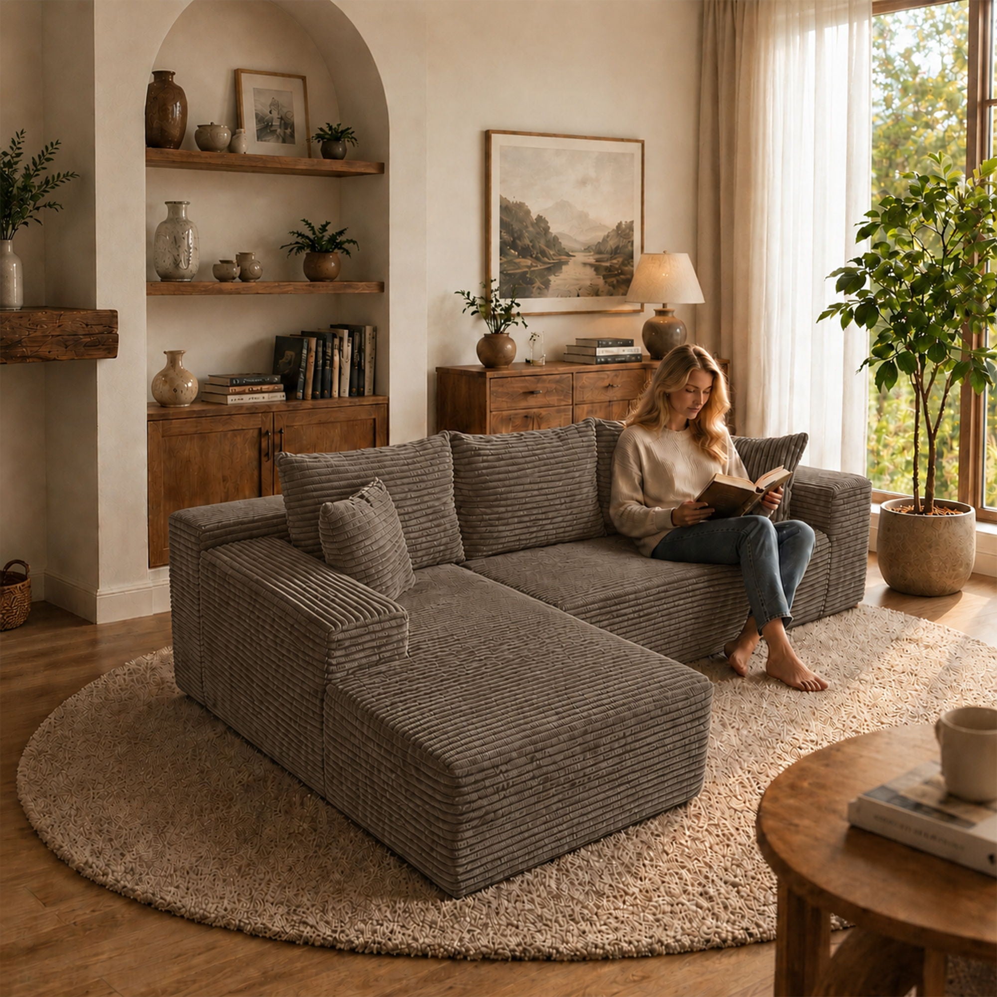 Modern L-Shaped Sectional Sofa With Left Facing Chaise