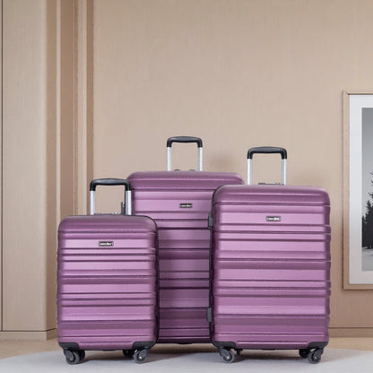 Expandable 3 Piece Luggage Sets Pc Lightweight &amp; Durable Suitcase With Two Hooks, Spinner Wheels, Tsa Lock, (21/25/29) - Dark Purple