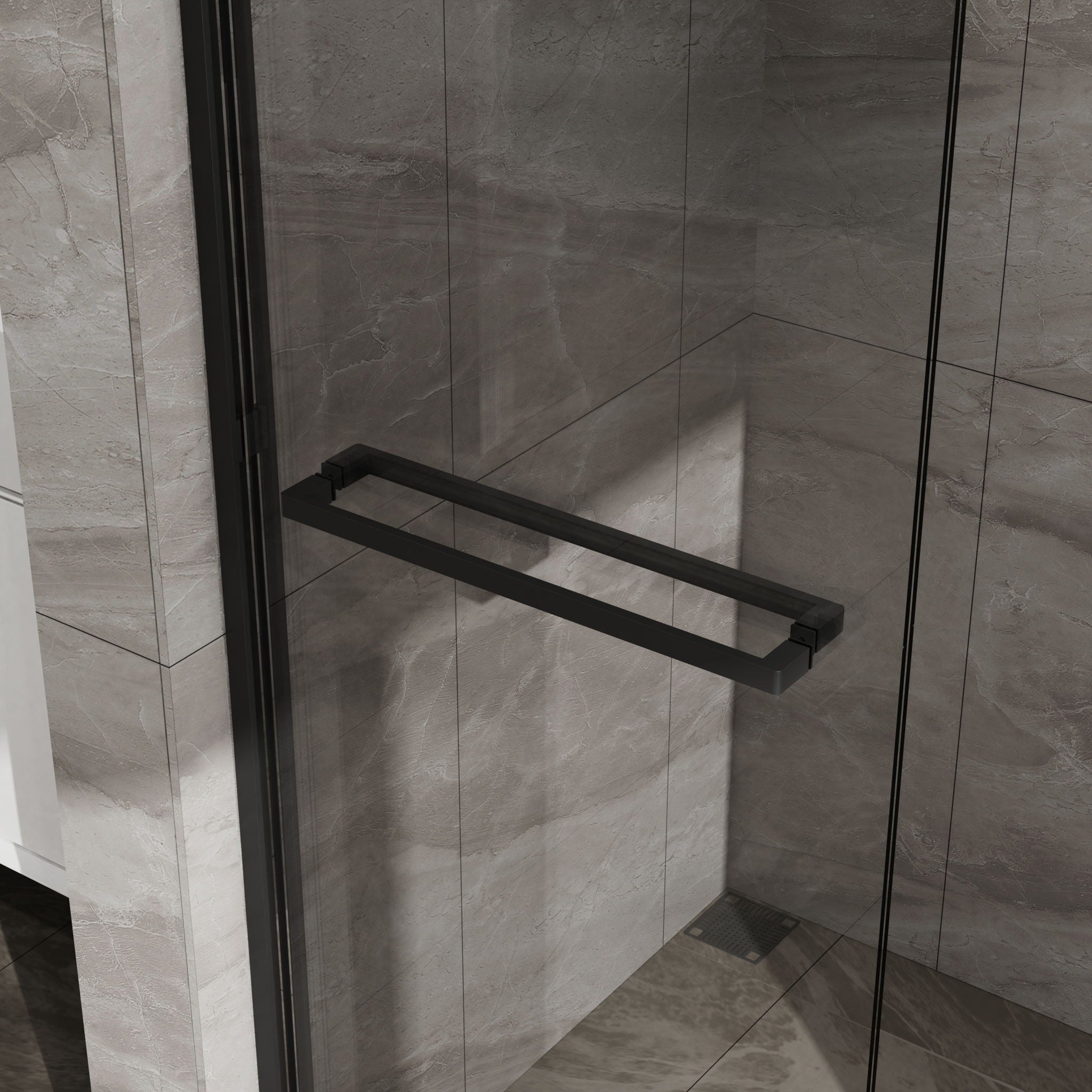 Matte Black Double Sliding Glass Shower Door With Aluminum Frame And SGCC Clear Tempered Glass - Black
