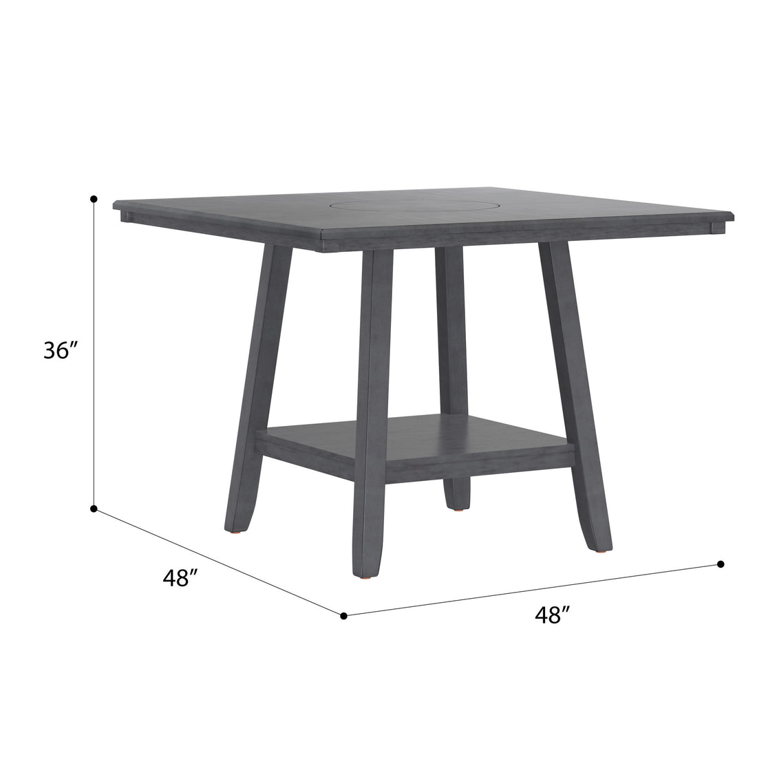 Counter Height Dining Table With Tapered Base And Lazy Susan - Gray