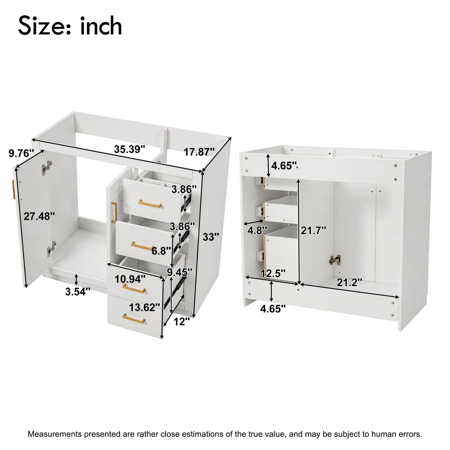 Retro Style Bathroom Vanity, 3 Drawers &amp; Soft Closing Doors