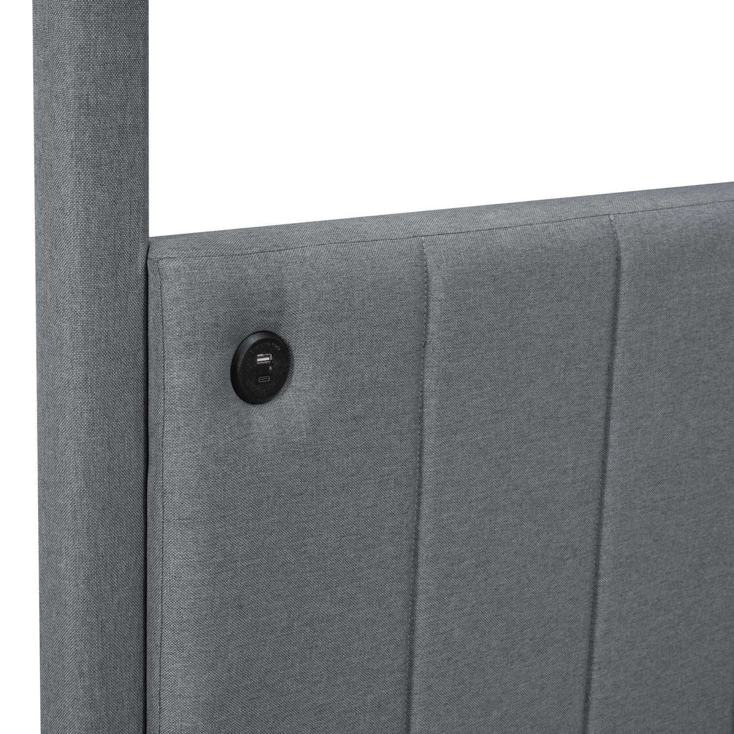 Canopy Platform Bed With USB And Type-C Ports