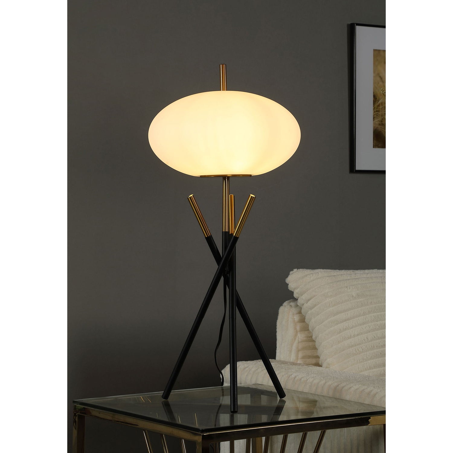 Clarendon - Orb Shade Tripod Table Lamp Desk &amp; Bedside Lamp - Black