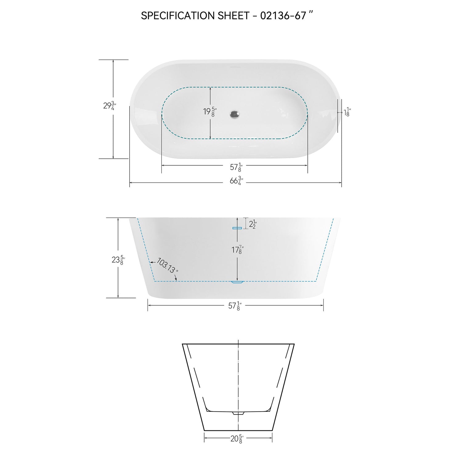 Freestanding Bathtub, Modern &amp; Contemporary Design Soaking Tub With Toe-Tap Drain In Chrome And Classic Slotted Overflow