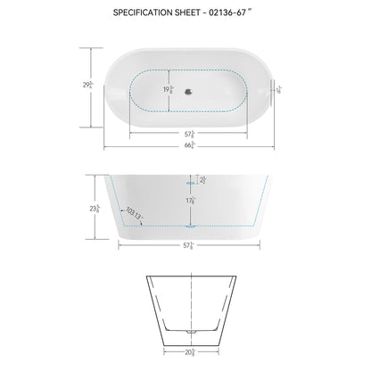 Freestanding Bathtub, Modern &amp; Contemporary Design Soaking Tub With Toe-Tap Drain In Chrome And Classic Slotted Overflow
