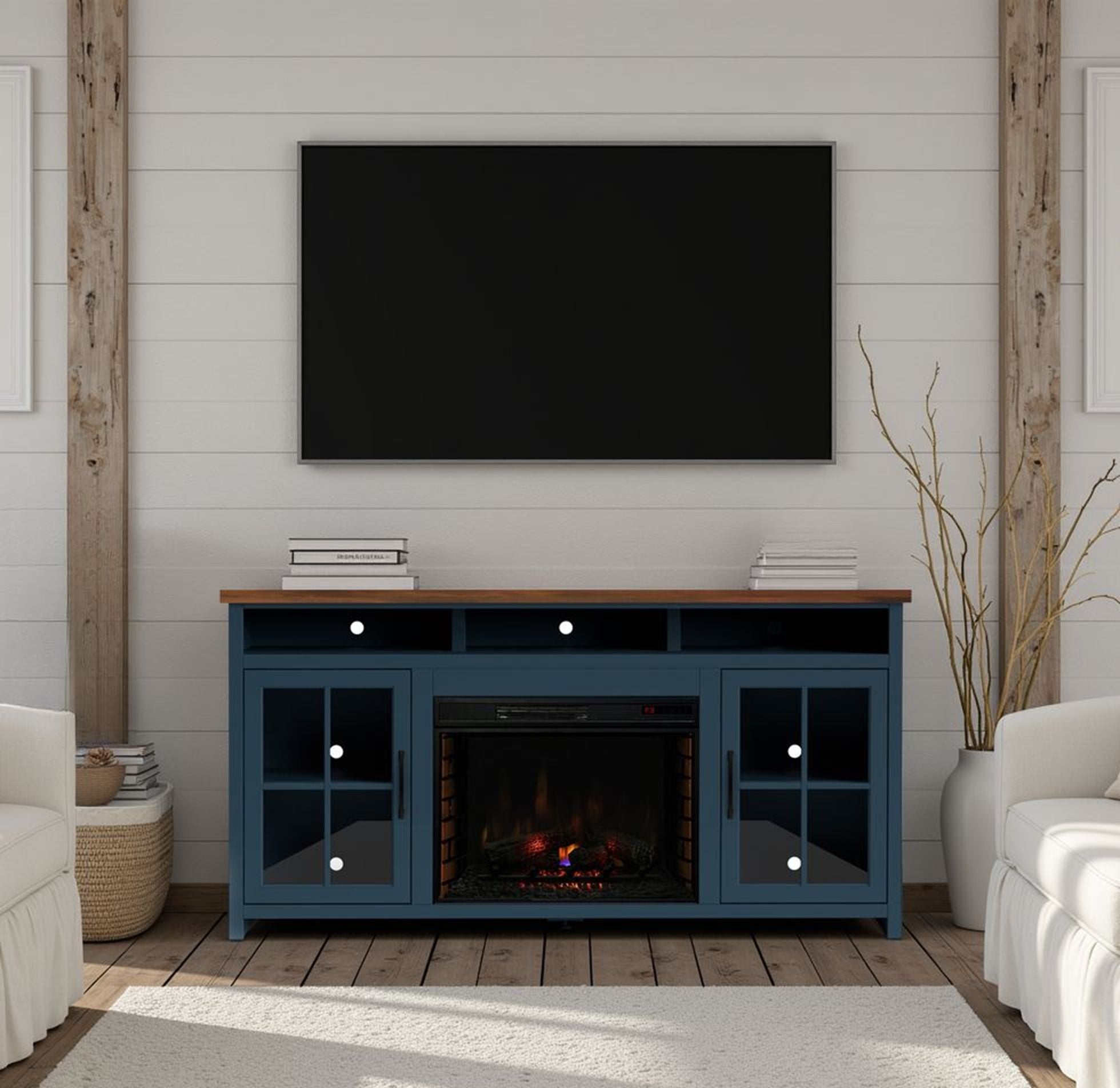 Nantucket - 74&quot; Fireplace TV Stand Console