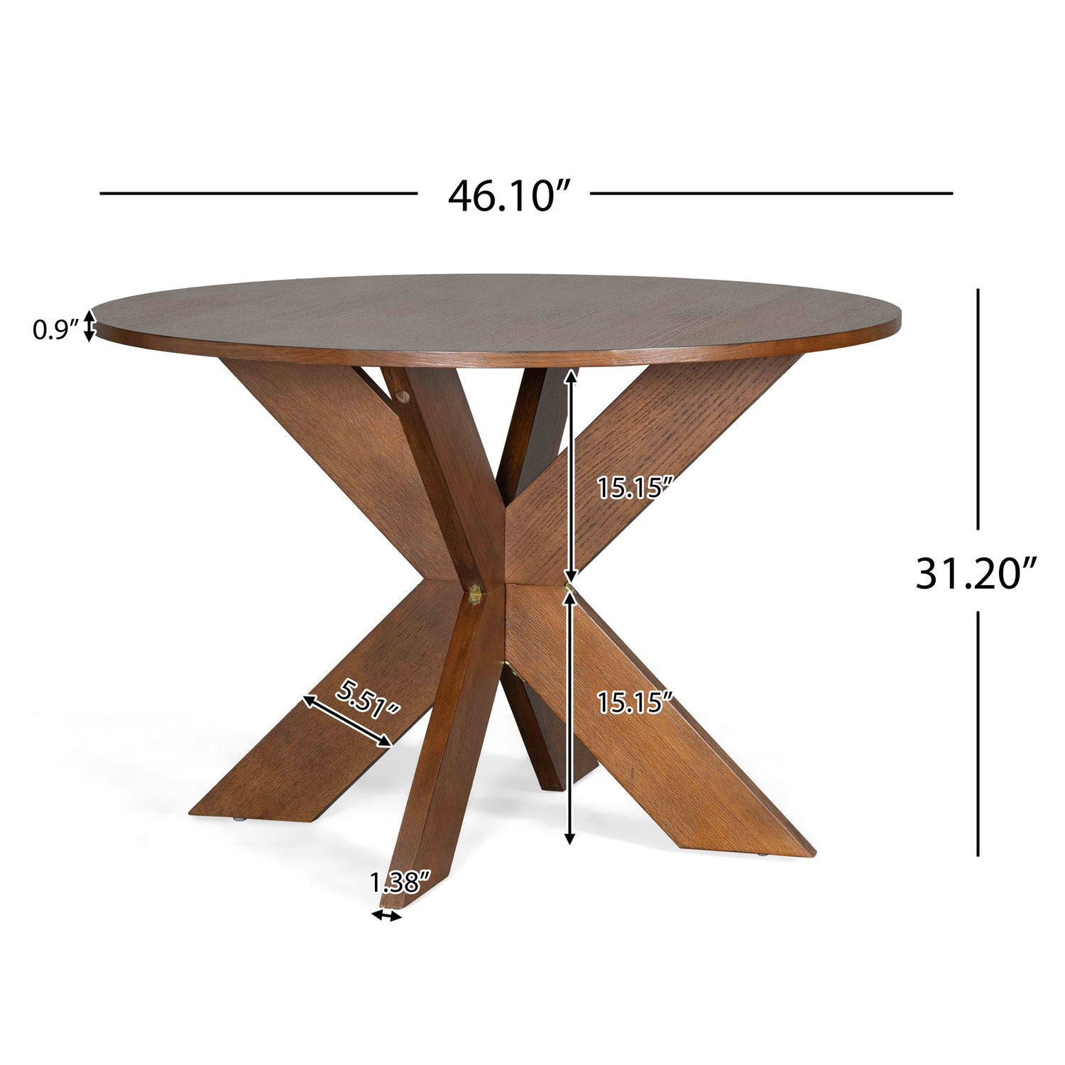 5 Piece Indoor Dining Set, Round Table &amp; 4 Brown Arm Chairs - Beige / Brown / Cherry