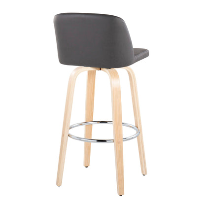Toriano - Contemporary Fixed Height Barstool &amp; Swivel With Round Footrest (Set of 2)