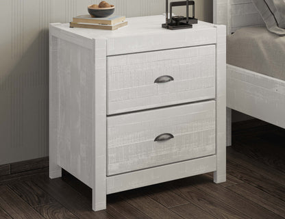 Albany 3 Piece Queen Bed Set, Heavy Duty Solid Wood Queen Size Bed Frame with Bedside Table Set of 2, White