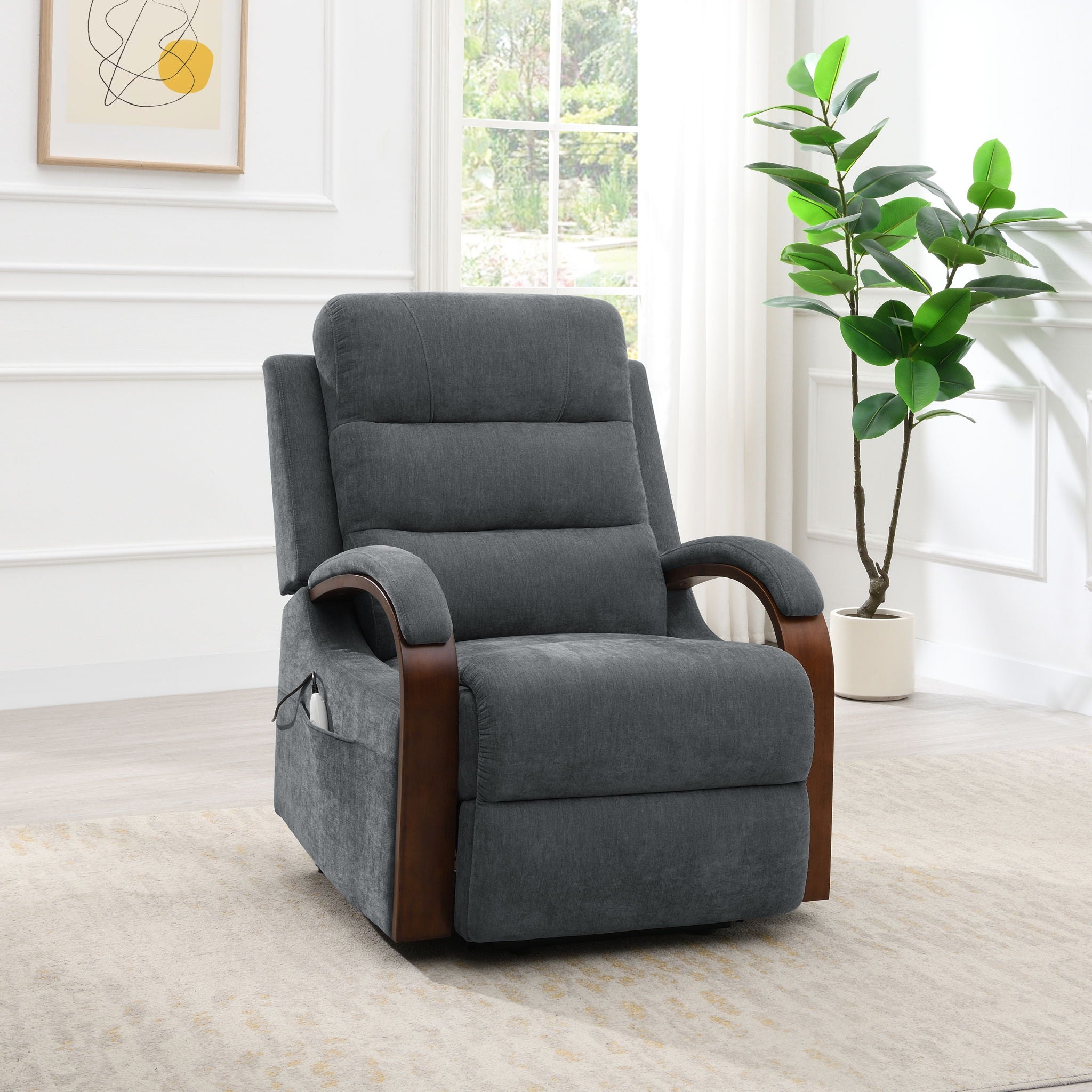 Kayla - Power Recliner With Lift &amp; Heating &amp; Massage (Zero Gravity) - Gray