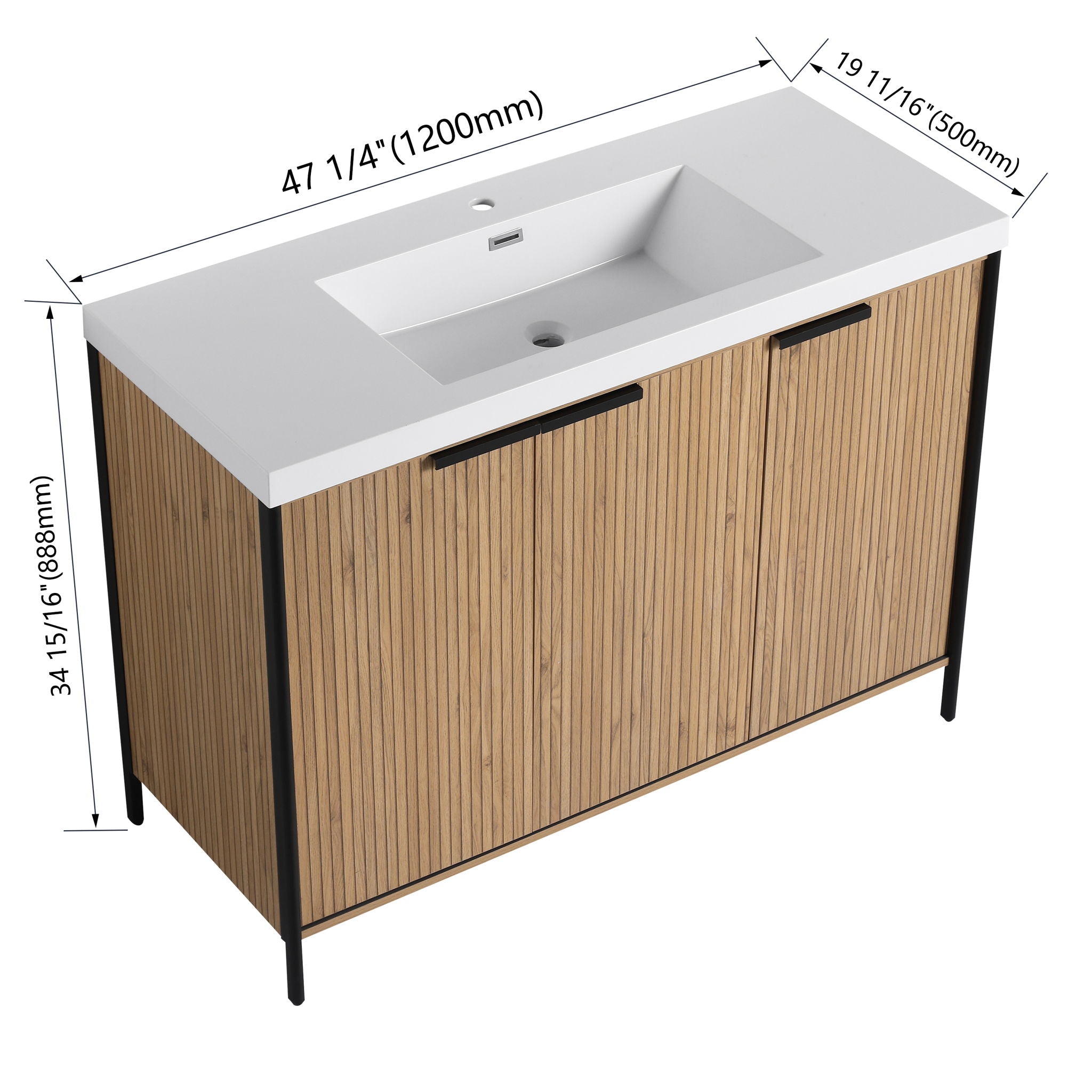 Modern Freestanding Bathroom Vanity With Resin Sink &amp; Soft Close Cabinet Doors