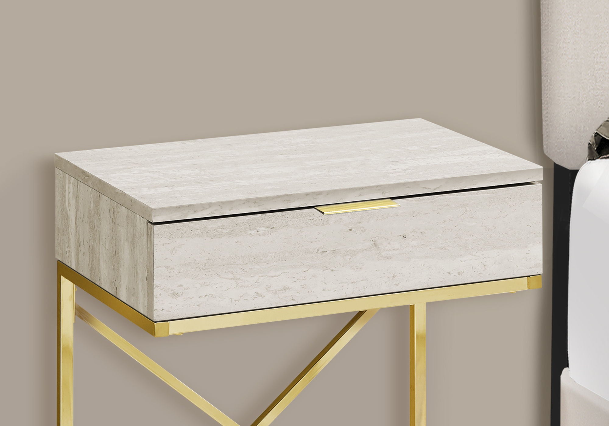 Accent Side Table, Storage Drawer, Spacious Tabletop, Contemporary &amp; Modern