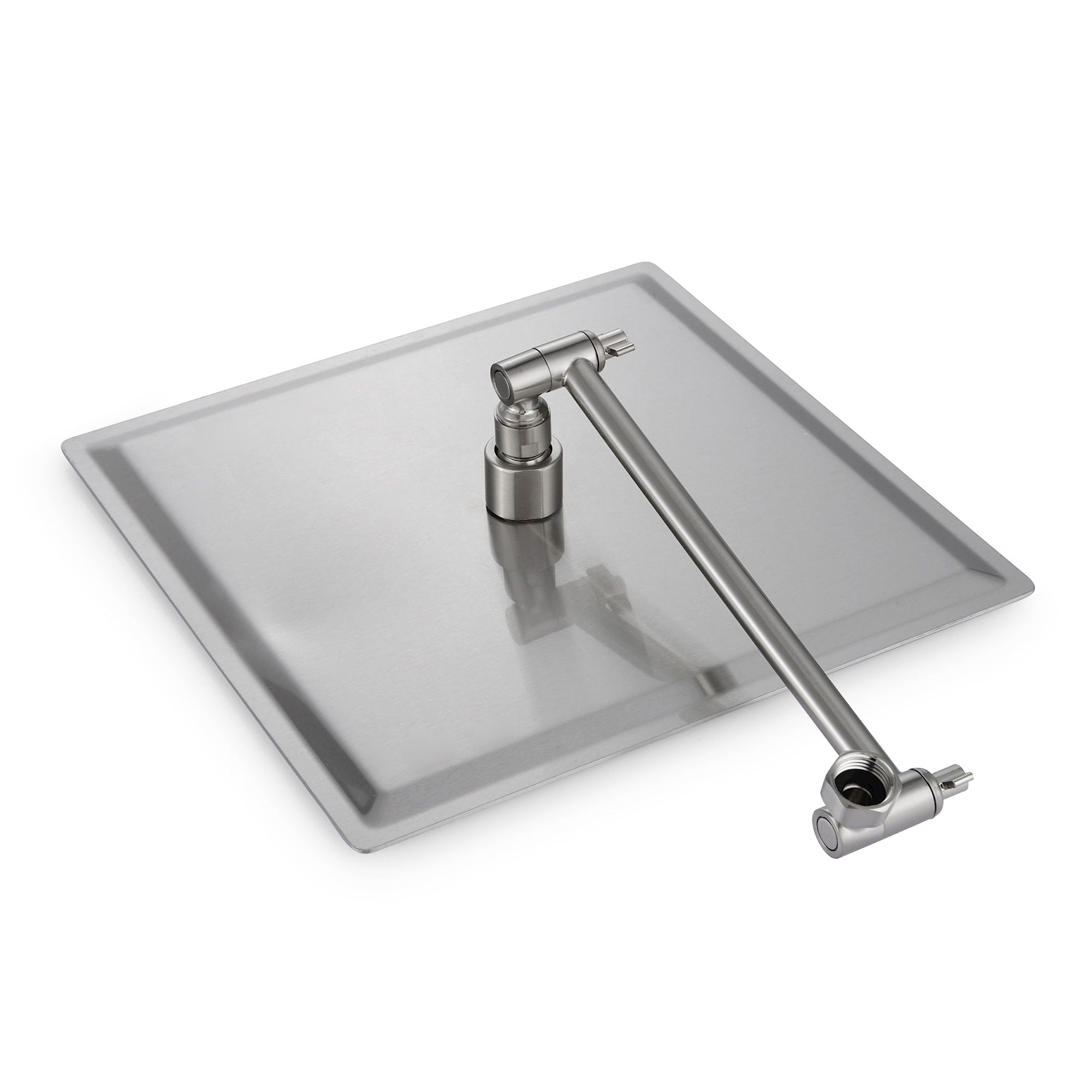 Luxury Rain Shower Head With Adjustable Arm, 10&quot; Square, Stainless Steel - Brushed Nickel