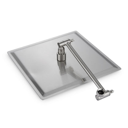 Luxury Rain Shower Head With Adjustable Arm, 10&quot; Square, Stainless Steel - Brushed Nickel