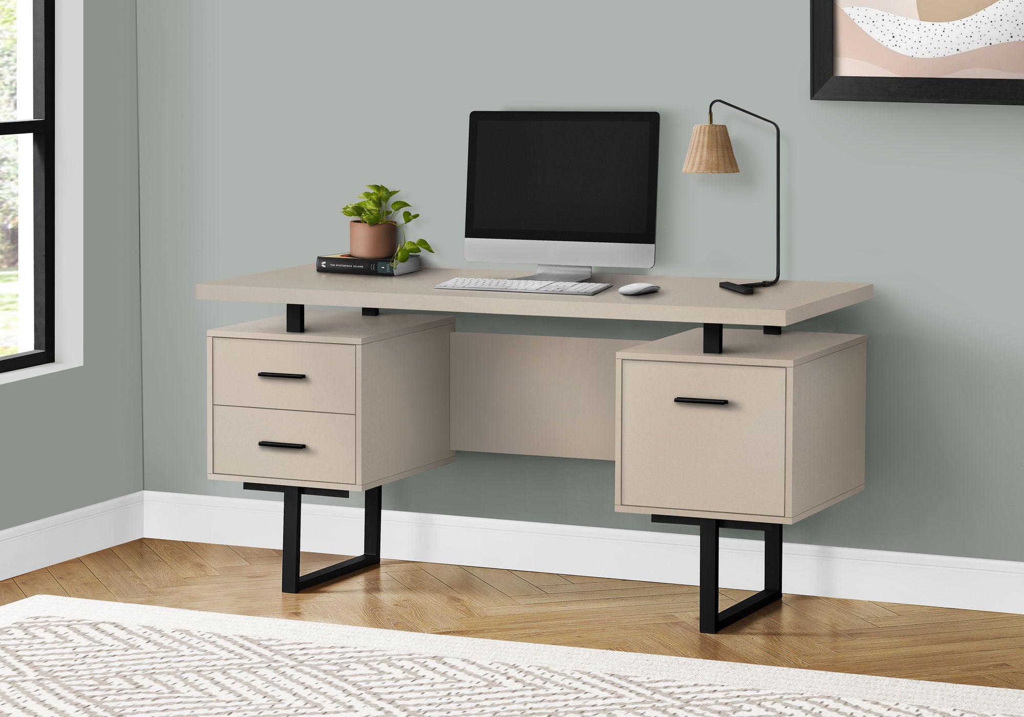 Computer Desk For Home Office, Laptop, Left, Right Set - Up, Storage Drawers, Contemporary &amp; Modern