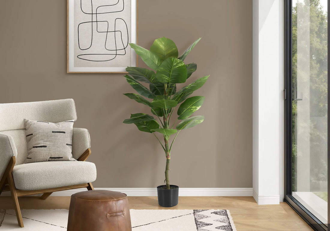 54&quot; Tall, Artificial Plant, Dieffenbachia Tree, Indoor, Faux, Fake, Floor, Greenery, Potted, Real Touch, Decorative - Green / Black