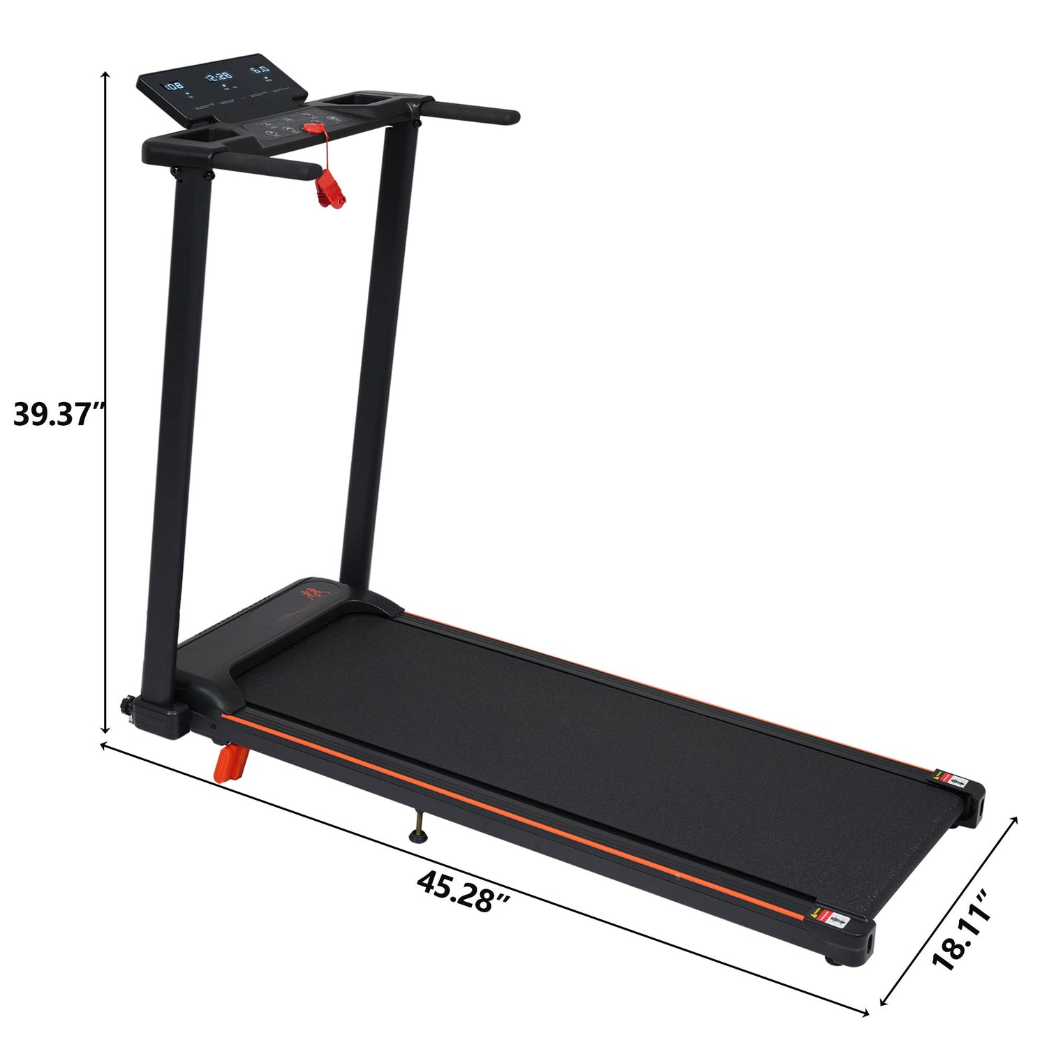 Treadmill With 8% Incline, Portable Treadmills For Home - Black