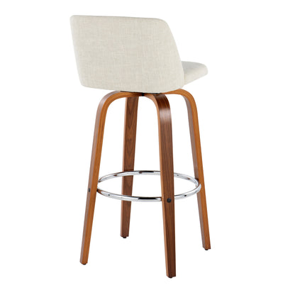 Toriano - Contemporary, Fixed Height Barstool Swivel &amp; Round Footrest (Set of 2)