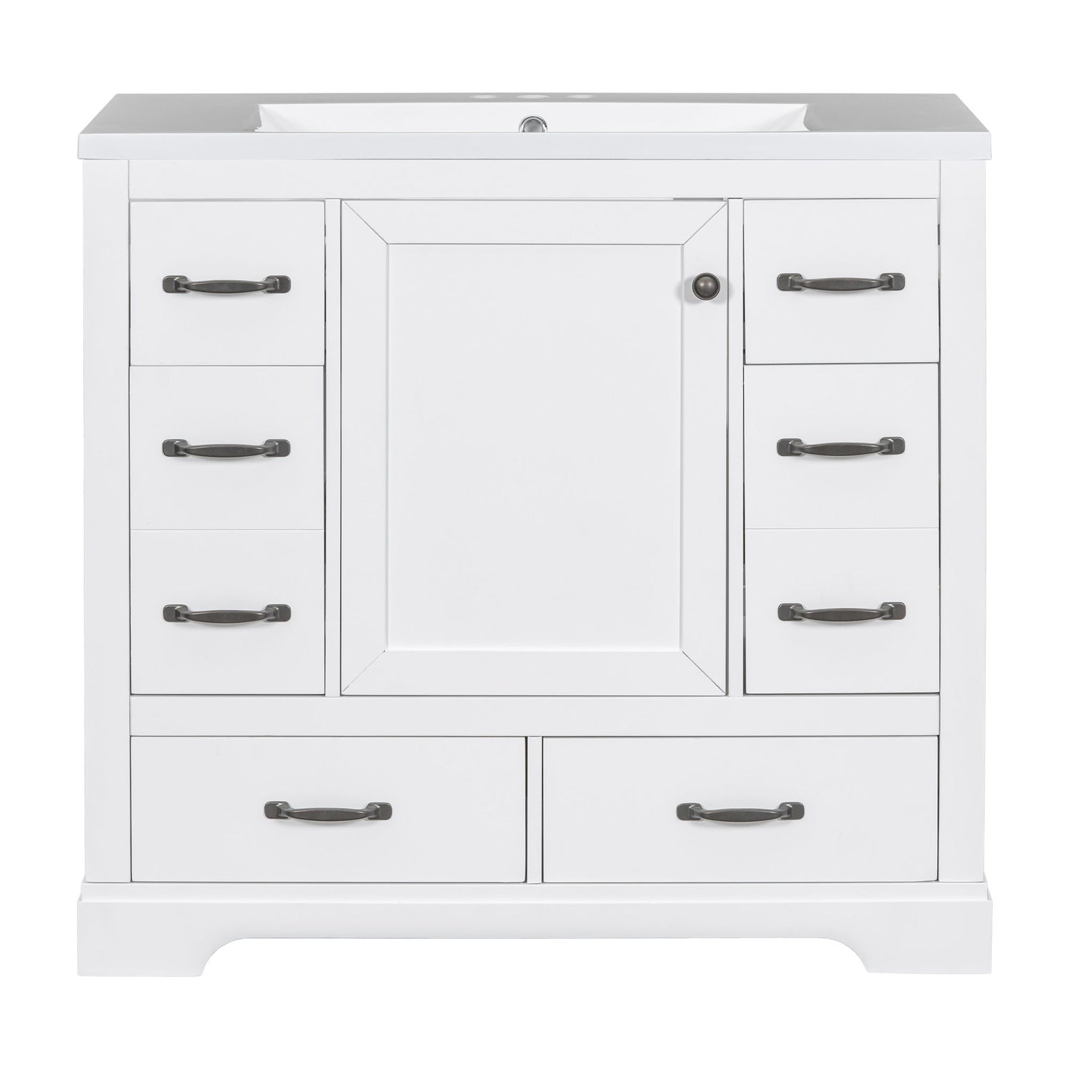 Modern Bathroom Vanity With Sink, 6 Drawers, Adjustable Shelf