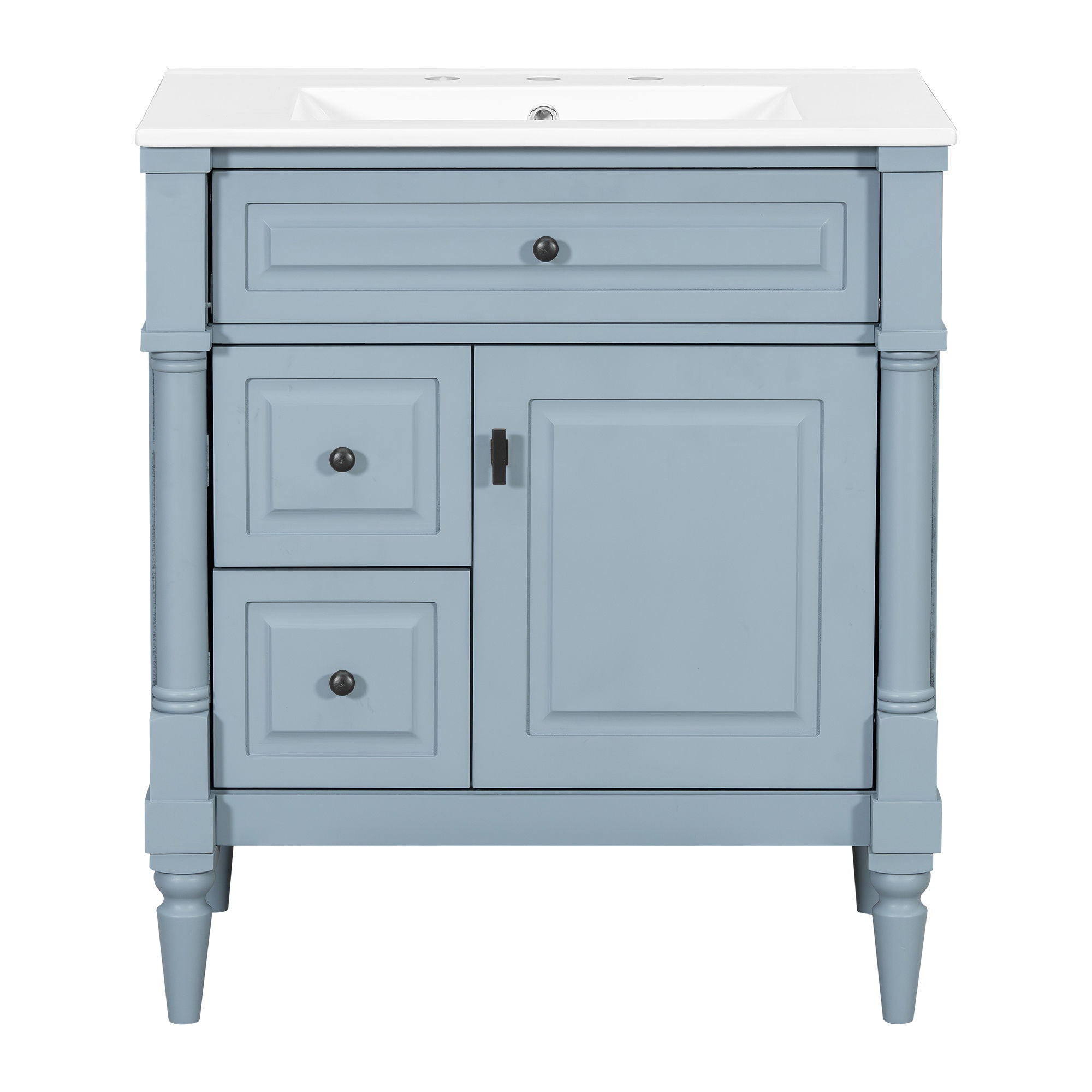 Modern Bathroom Vanity With Sink, Freestanding Cabinet With Flip Drawer &amp; Adjustable Shelf