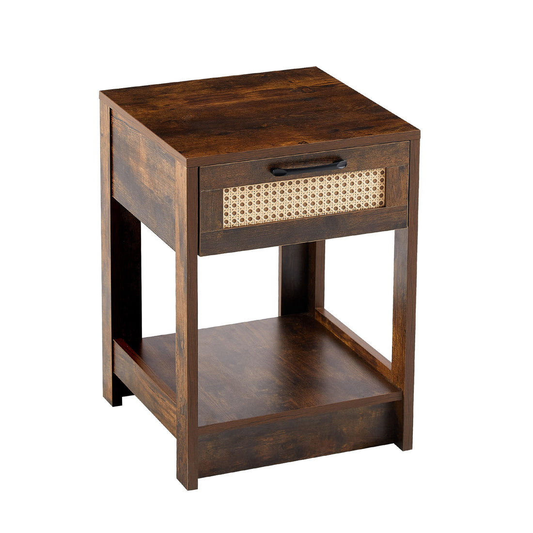 15.75&quot; Rattan End Table With Drawer, Modern Nightstand, Side Table For Living Room, Bedroom