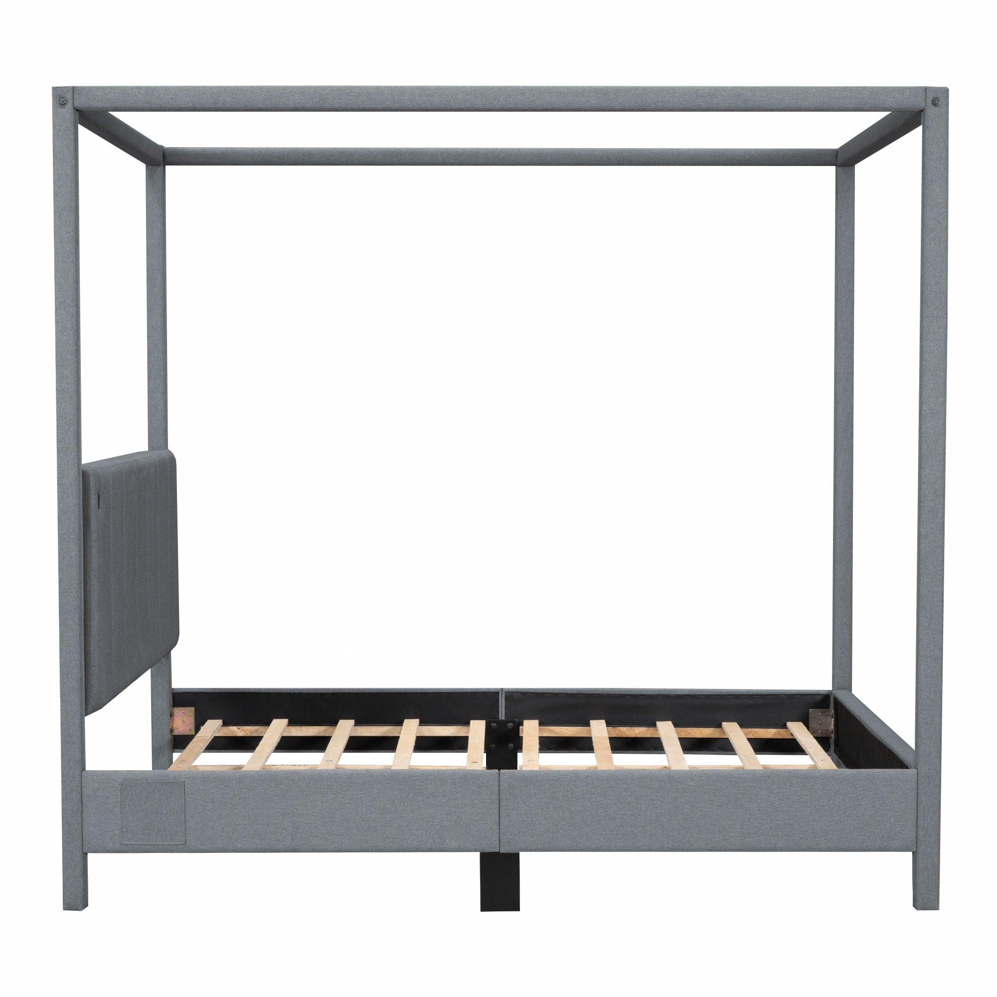 Canopy Platform Bed With USB And Type-C Ports