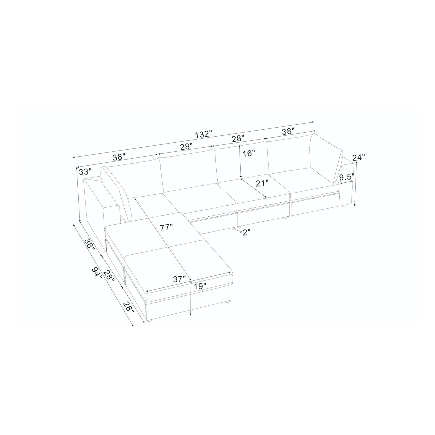Modern Reversible Modular Sectional