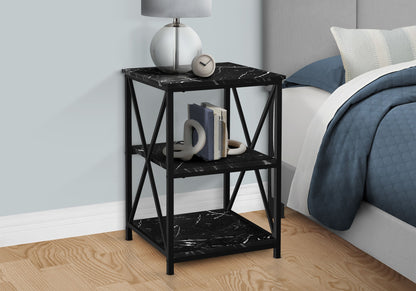 3 Tier Accent Table, Side Marble Look Contemporary &amp; Modern