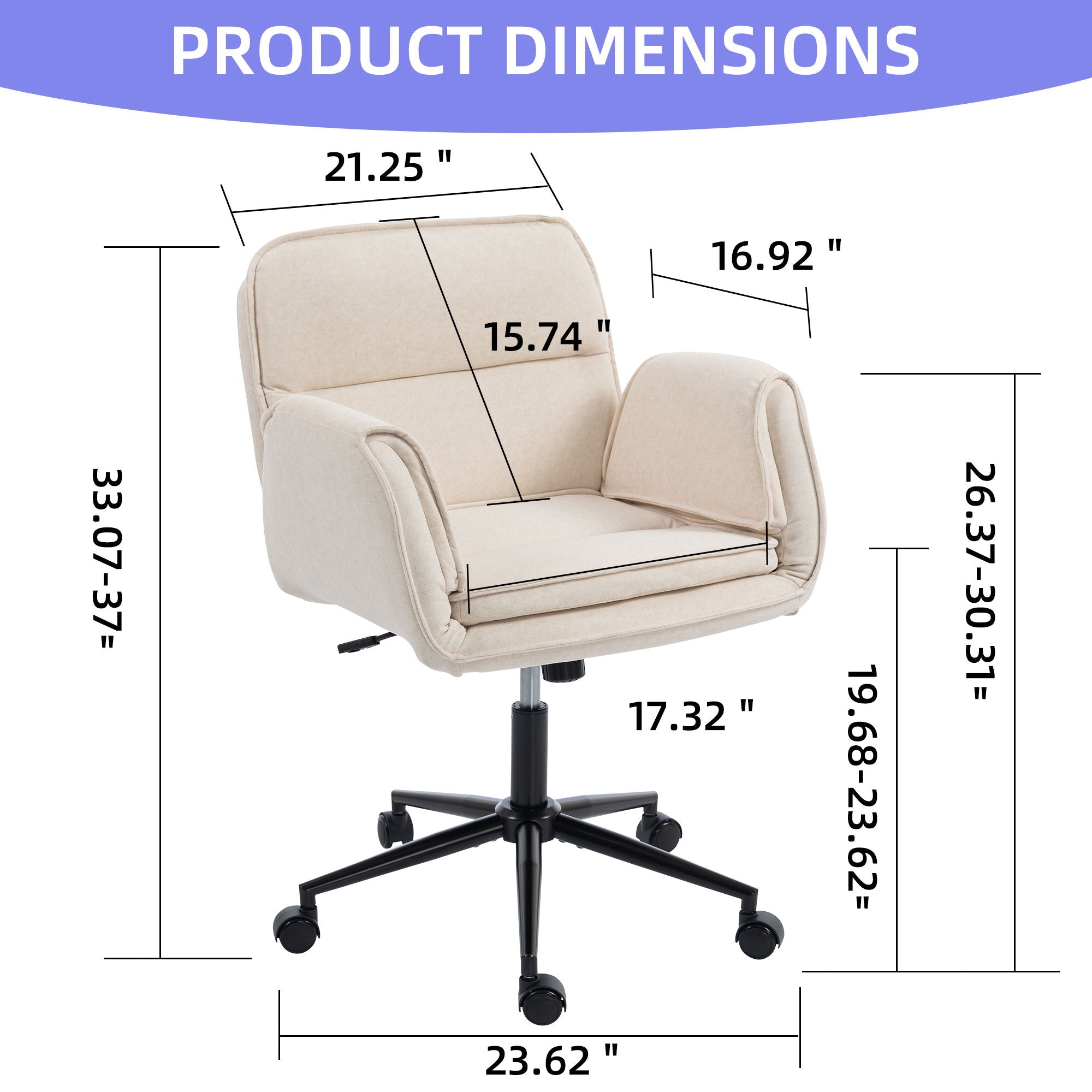 Criss Cross Swivel Desk Chair With Adjustable Armrests &amp; Wheels For Home Office
