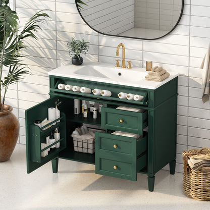 Bathroom Vanity &amp; Top Sink, Modern Bathroom Storage Cabinet With 2 Drawers And A Tip-Out Drawer