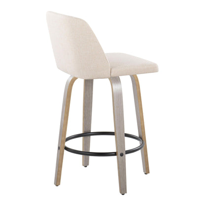 Toriano - Contemporary Fixed Height Counter Stool With Swivel &amp; Round Footrest (Set of 2)